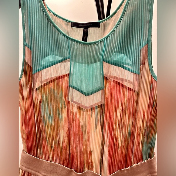 BCBGMAXAZRIA Watercolor Pleated Midi Dress, Size 2 - Picture 4 of 8